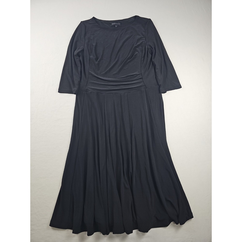 Rekucci Women's Slimming 3/4 Sleeve Black Crossover Tummy Control Dress Size 8